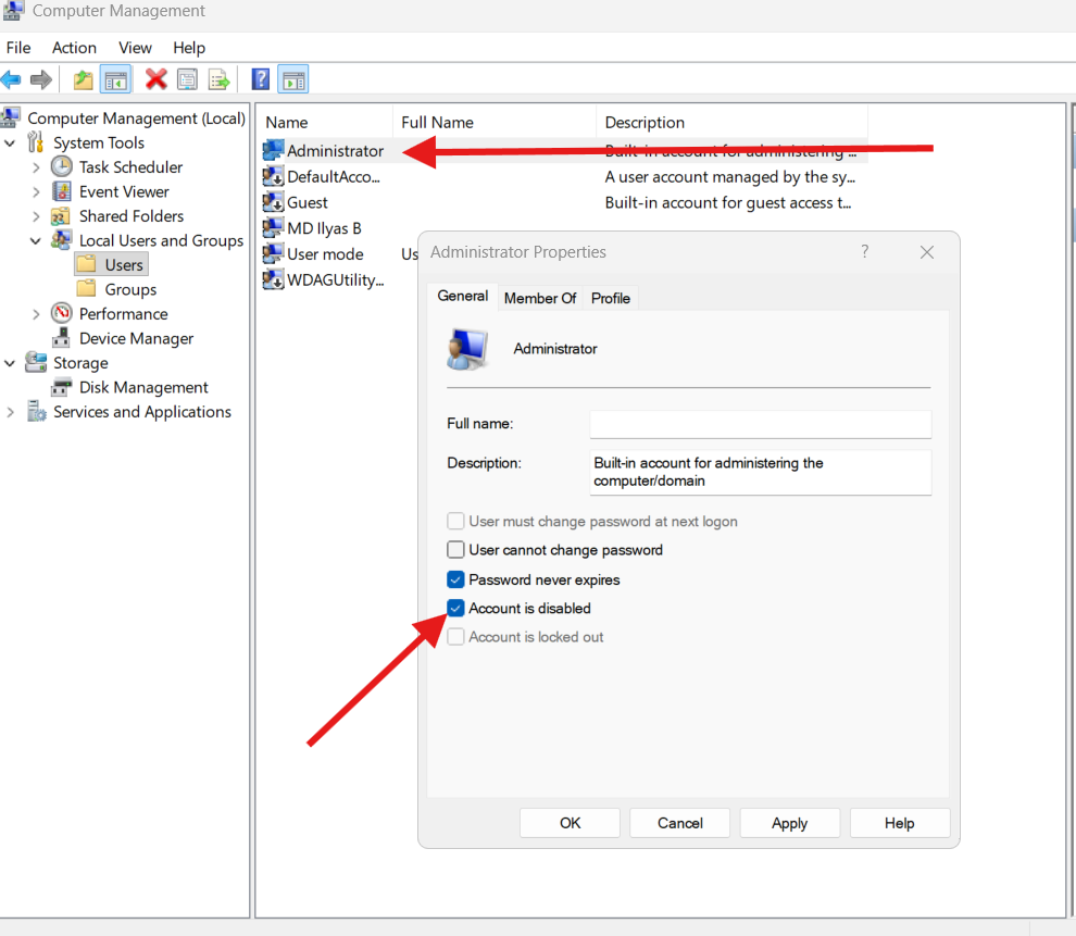 activate administrator account in windows 11