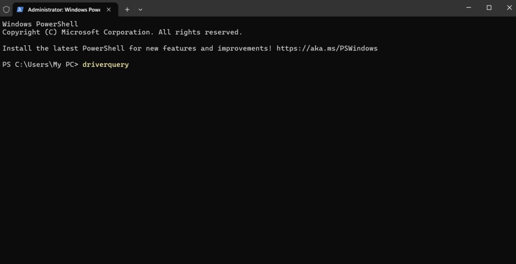 driverquery command