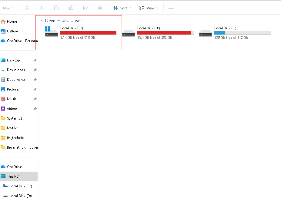 free up C drive space