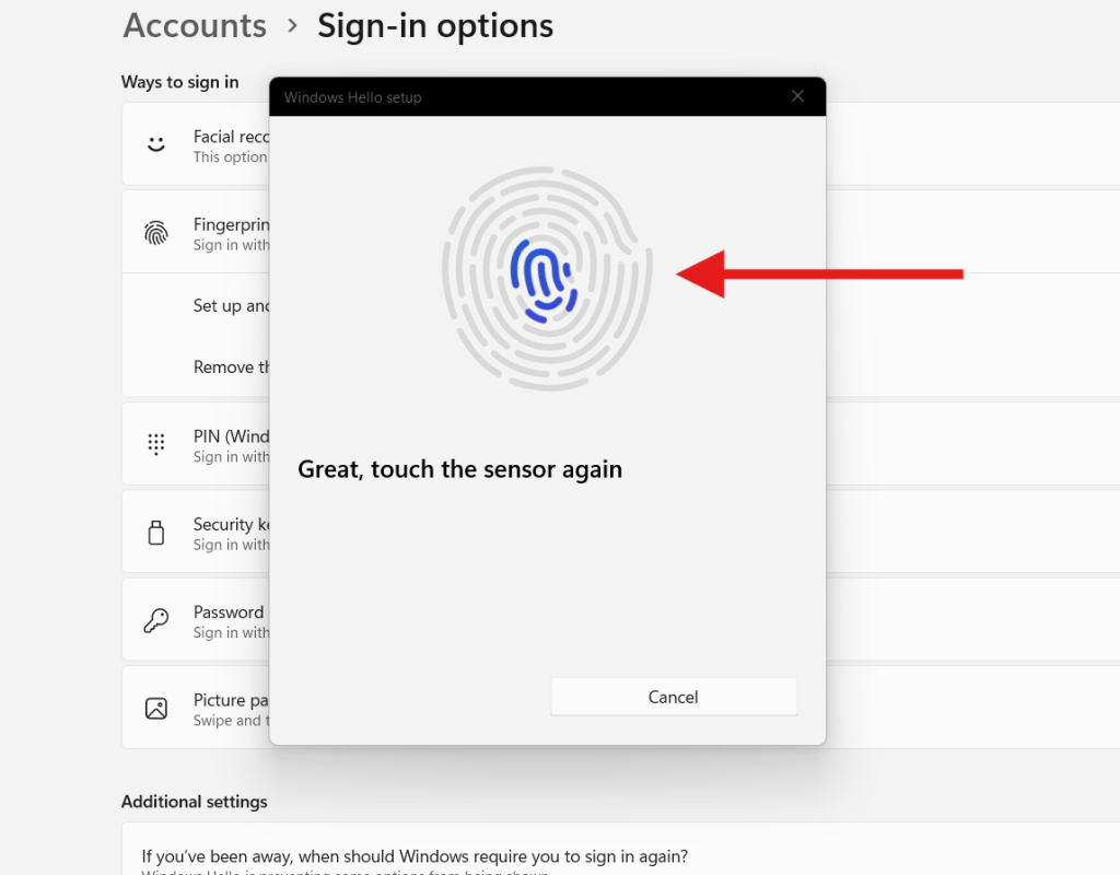 setup fingerprint password on Windows