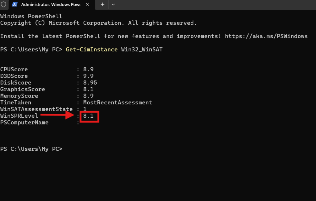 How to check PC performance score