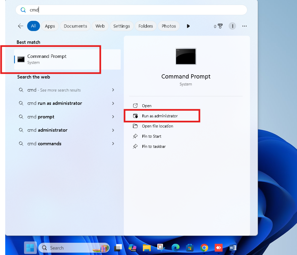Windows command prompt reagentc